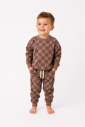 Boys Brown Checkered Set